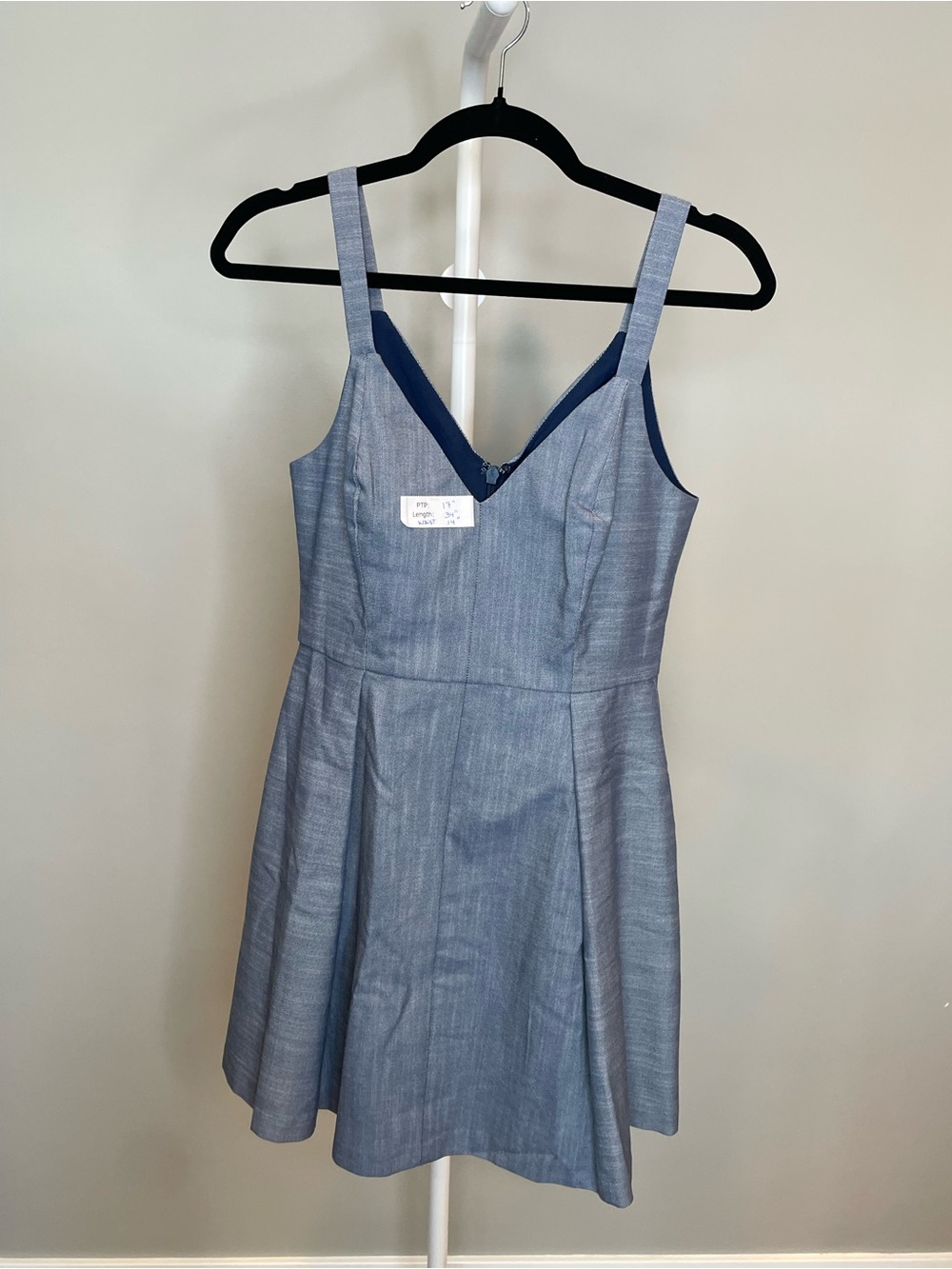 BCBGeneration Light Blue Denim-Effect V-Neck Sundress